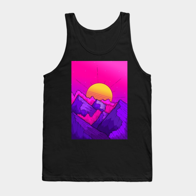 Pink Sky Mountains Tank Top by Swadeillustrations